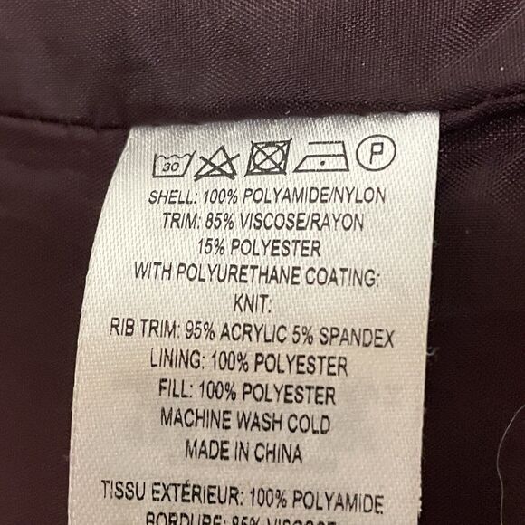 French Connection Burgundy Wine Asymmetrical Pillow Hood Puffer Coat Women Med. - Picture 14 of 16